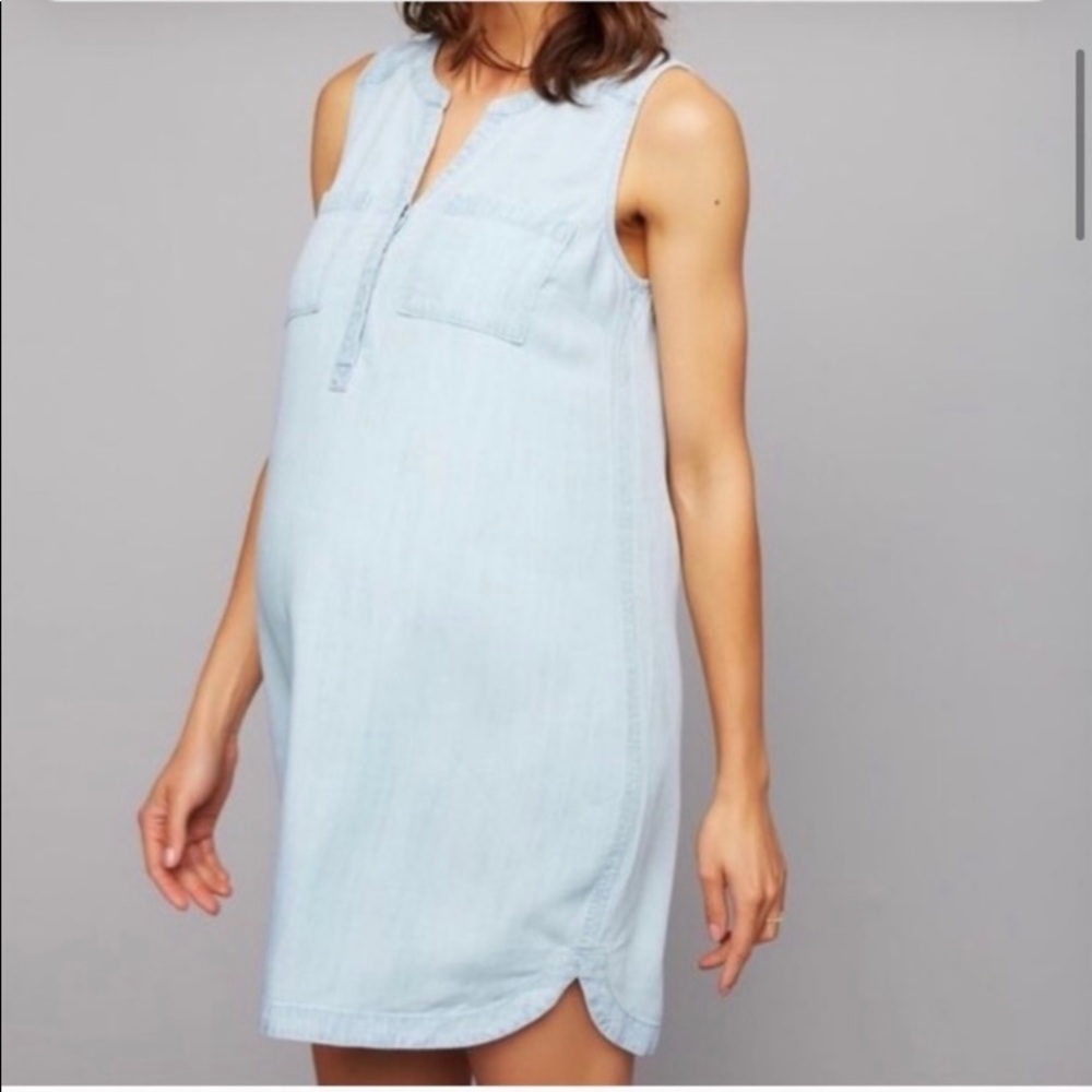 A Pea in the Pod sleeveless light denim dress NWT - Picture 3 of 8
